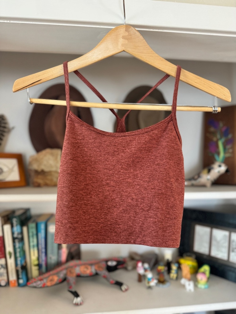 OFFLINE by Aerie the Hugger Longline Racerback Sports Bra Rust Red